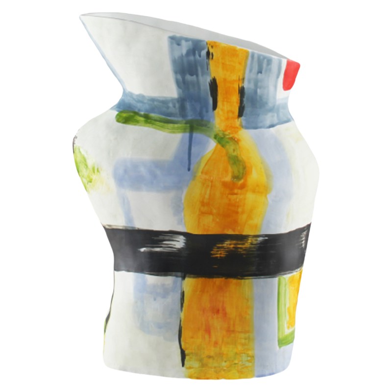 White blue yellow colorful art ceramic vase 51x35cm