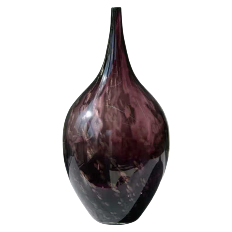 Dark purple handmade hand blown Gold-sprinkled water drop Art Glass Sculpture 40x19cm