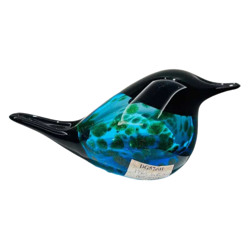 Green black transparent Gold-sprinkled handmade hand blown bird glass sculpture ornaments 17.5x7.5cm