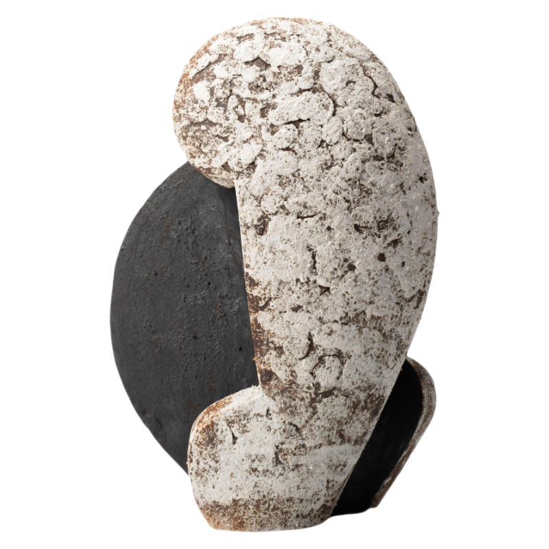 Brown and black rustic wabi-sabi style artist handmade scupltural ceramic vase 32x20cm