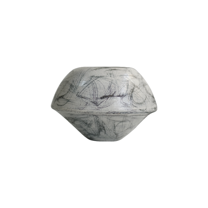 Grey rustic wabi-sabi style artist handmade scupltural ceramic vase 20x26cm