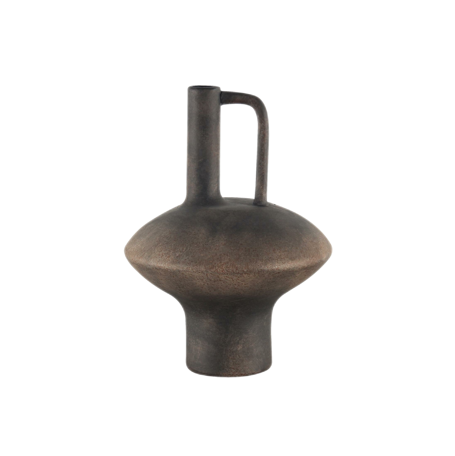 Bronze rustic wabi-sabi style artist handmade scupltural ceramic vase 27x19.5cm