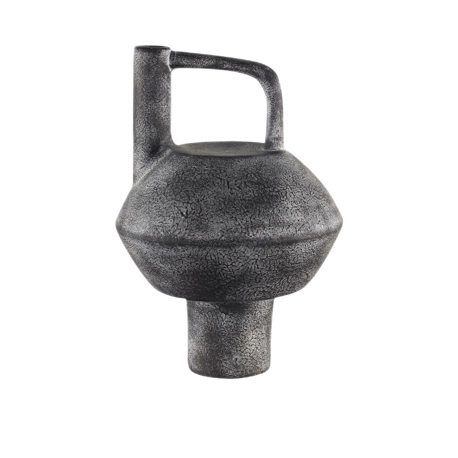 Grey rustic wabi-sabi style artist handmade scupltural ceramic vase 34x23.5cm