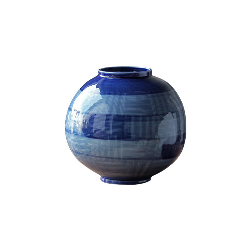 Blue handmade hand drawn artist porcelain ceramic vase 27x27cm