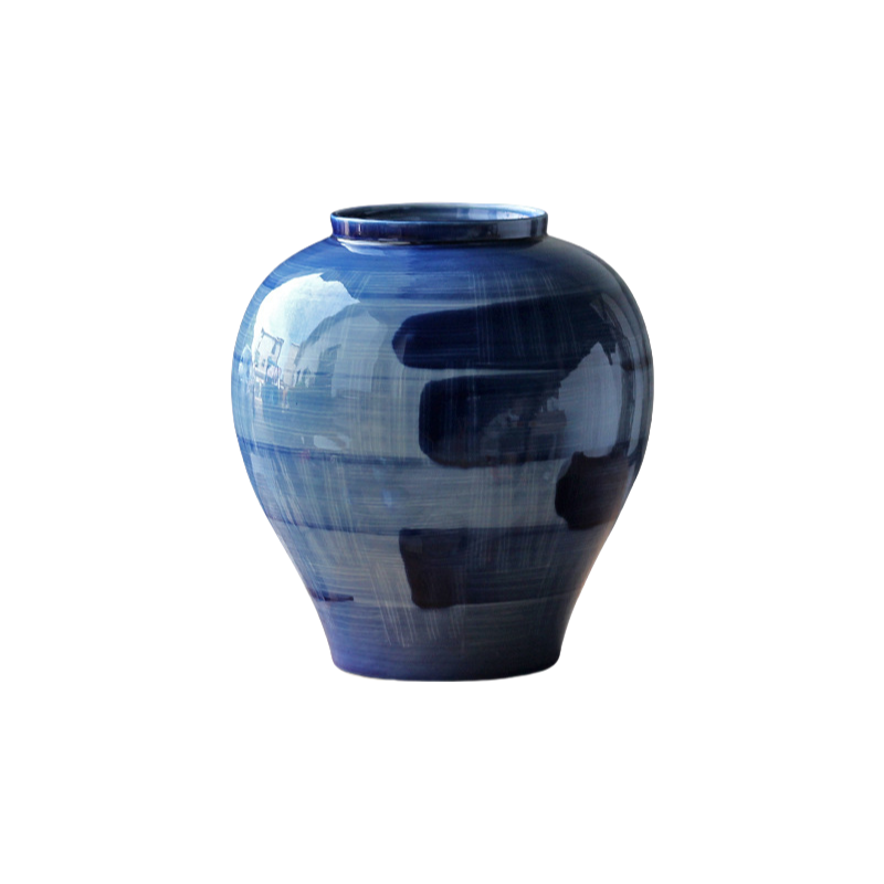 Blue handmade hand drawn artist porcelain ceramic vase 30x26cm