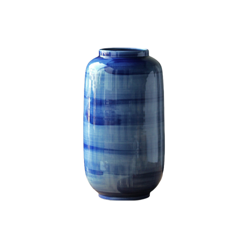 Blue handmade hand drawn artist porcelain ceramic vase 34x19cm