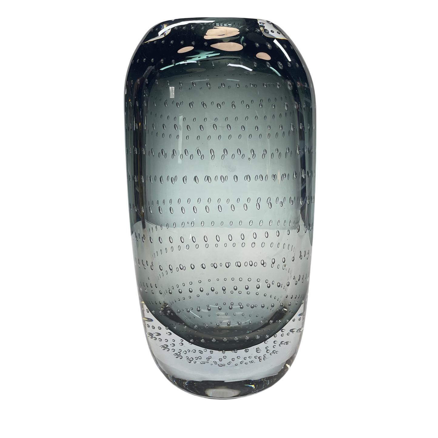 Grey color handmade hand blown bubble oval shape colored glaze glass vase 26x13cm