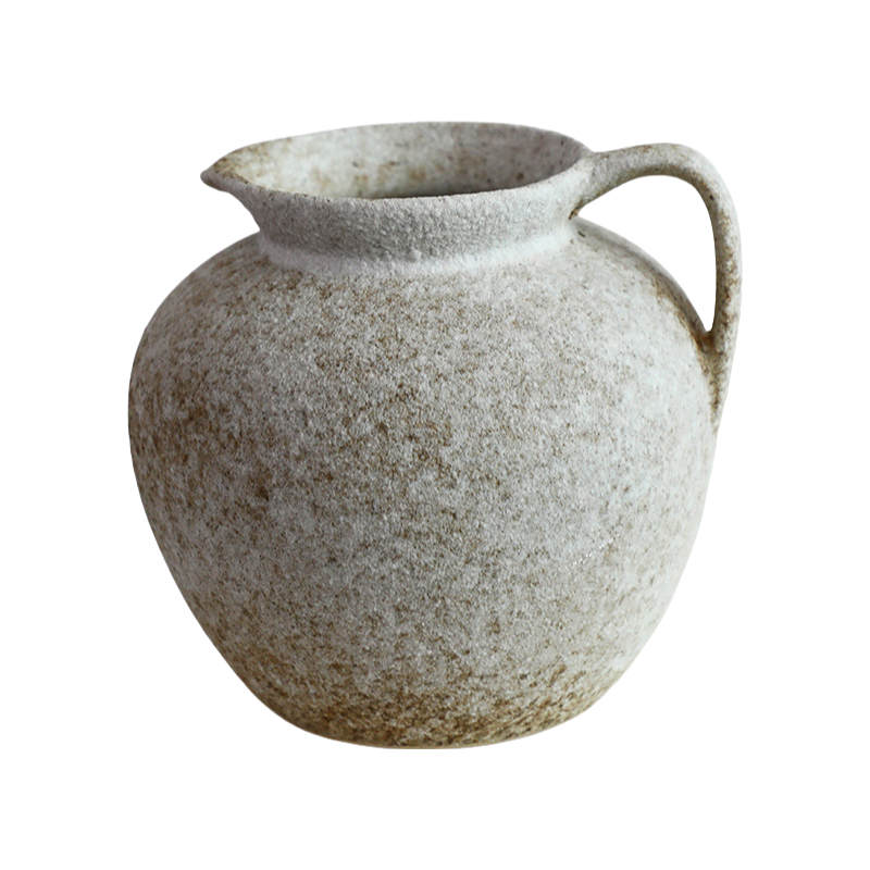 Grey wabi-sabi style ink art abstract artist handmade coarse pottery art ceramic jar vase 23x15cm