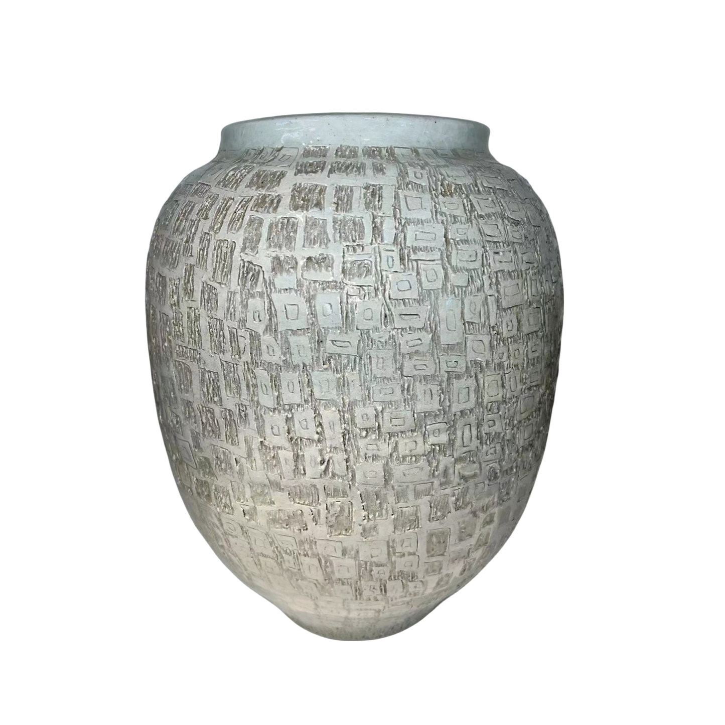 Grey vintage Japanese crafted pattern handmade ceramic porcelain vase jar 27x20cm