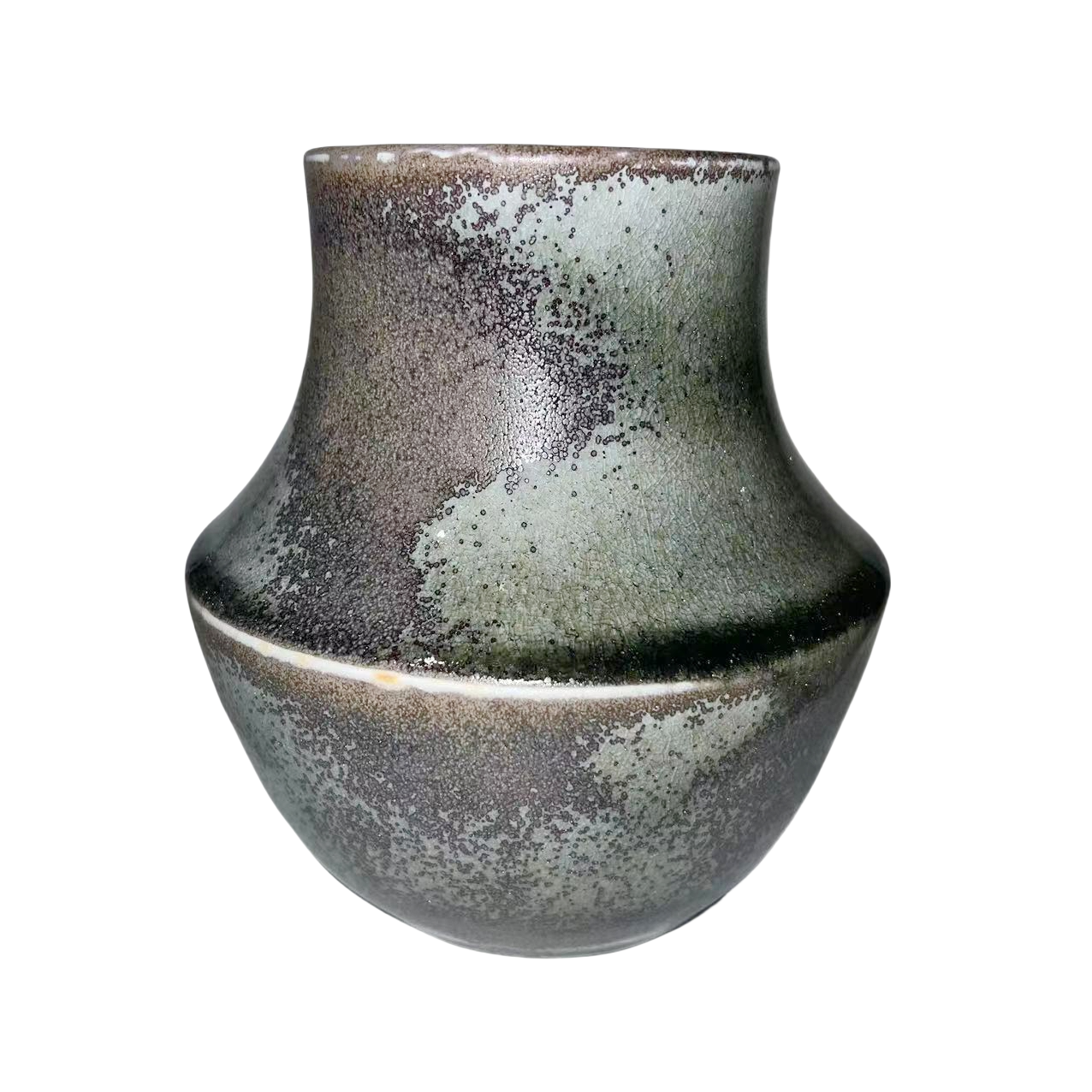 Grey klin transformed abstract artist handmade ceramic vase 15x13cm