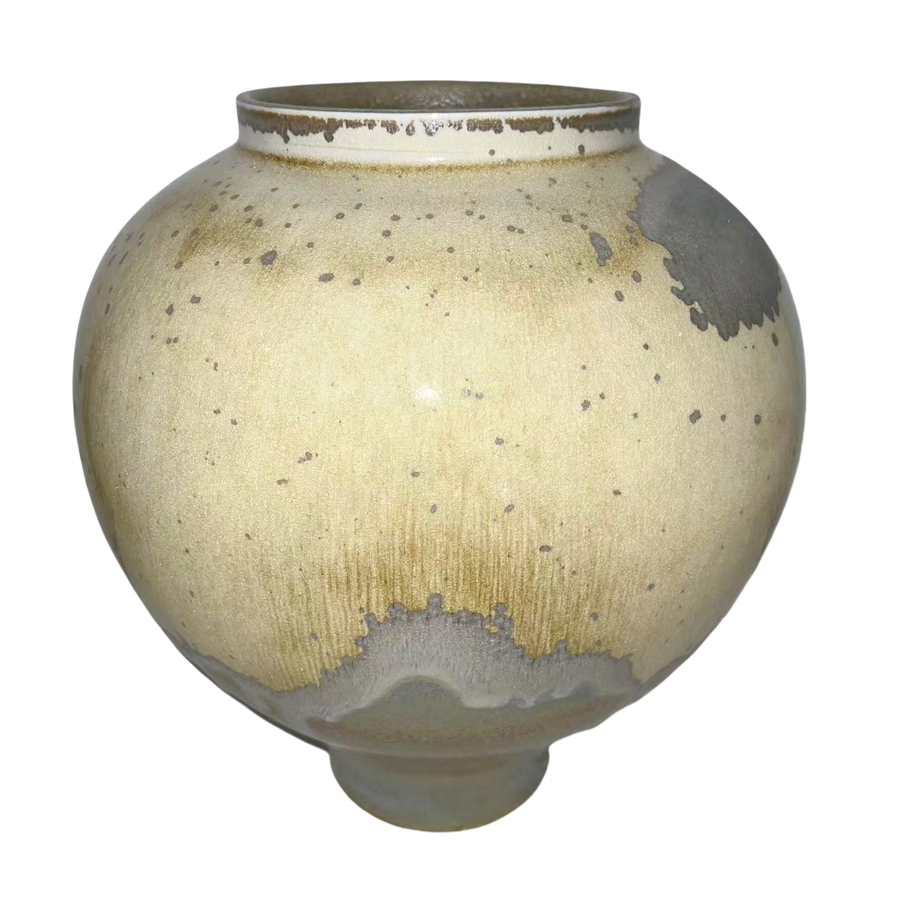 Cream white yellow grey klin transformed craft handmade ceramic porcelain vase jar 30x25.5cm