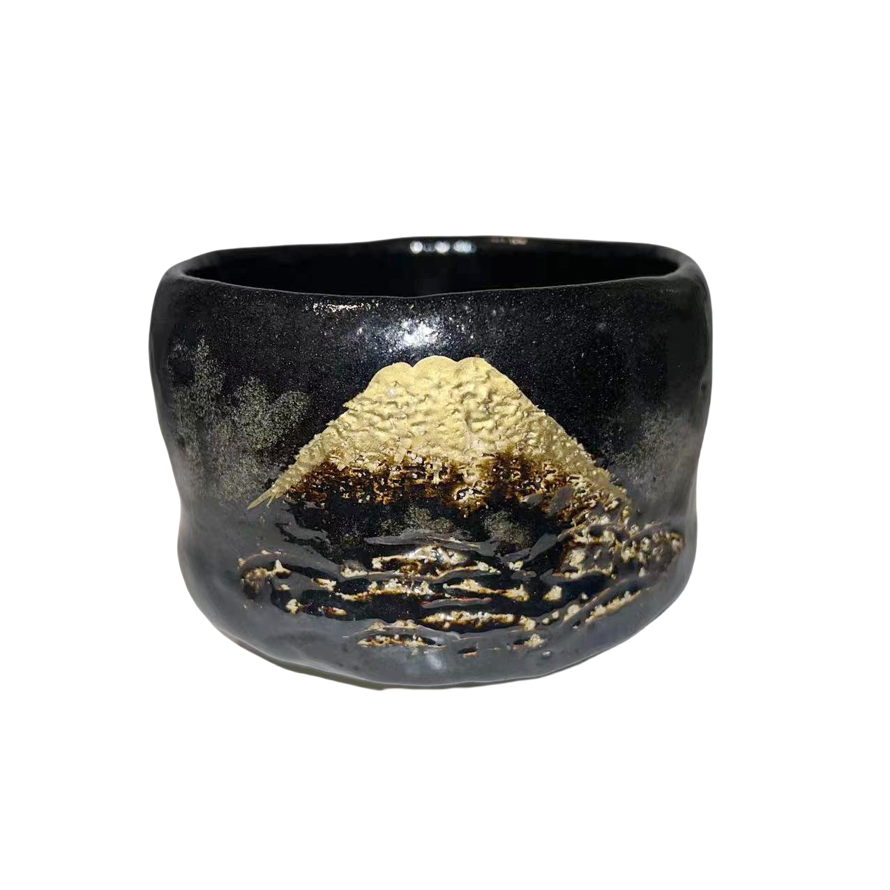 Black color Raku 楽焼, らくやき Japanese artist Japanese tea bowl, Akaraku ware, Akaraku tea bowl, the oldest firing method, old tea bowl 8x11cm
