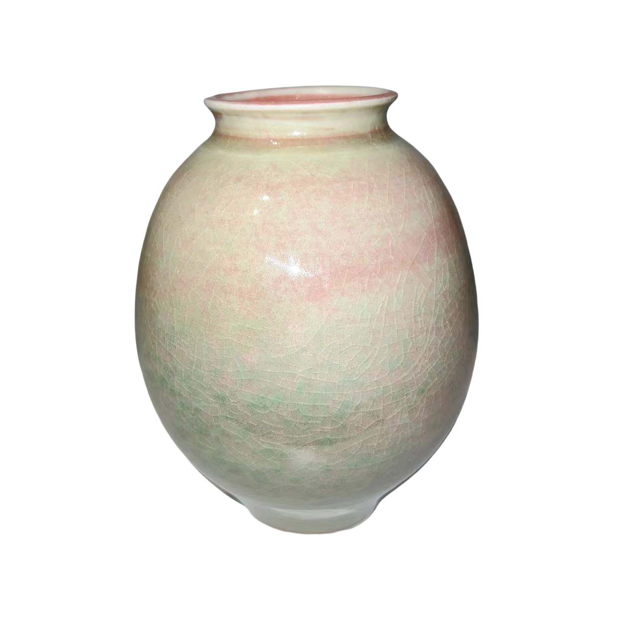 Pink green klin transformed abstract artist handmade ceramic vase (Aromatherapy Bottles & Jars) 11x9cm