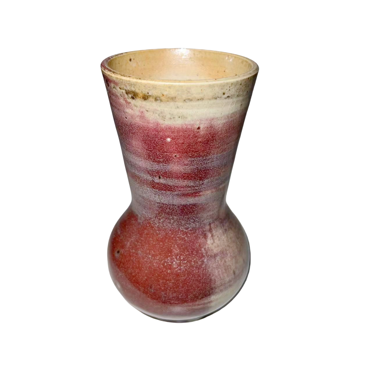Pink cream white klin transformed ink art abstract artist handmade ceramic porcelain vase (Aromatherapy Bottles & Jars) 13.5x8cm