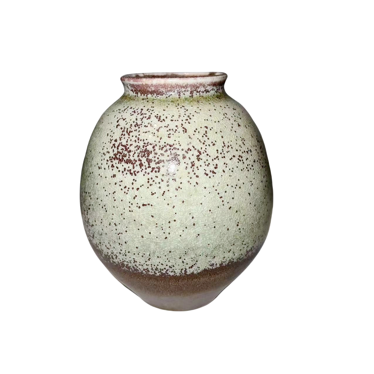 Green purple klin transformed abstract artist handmade ceramic porcelain vase (Aromatherapy Bottles & Jars) 13x10cm