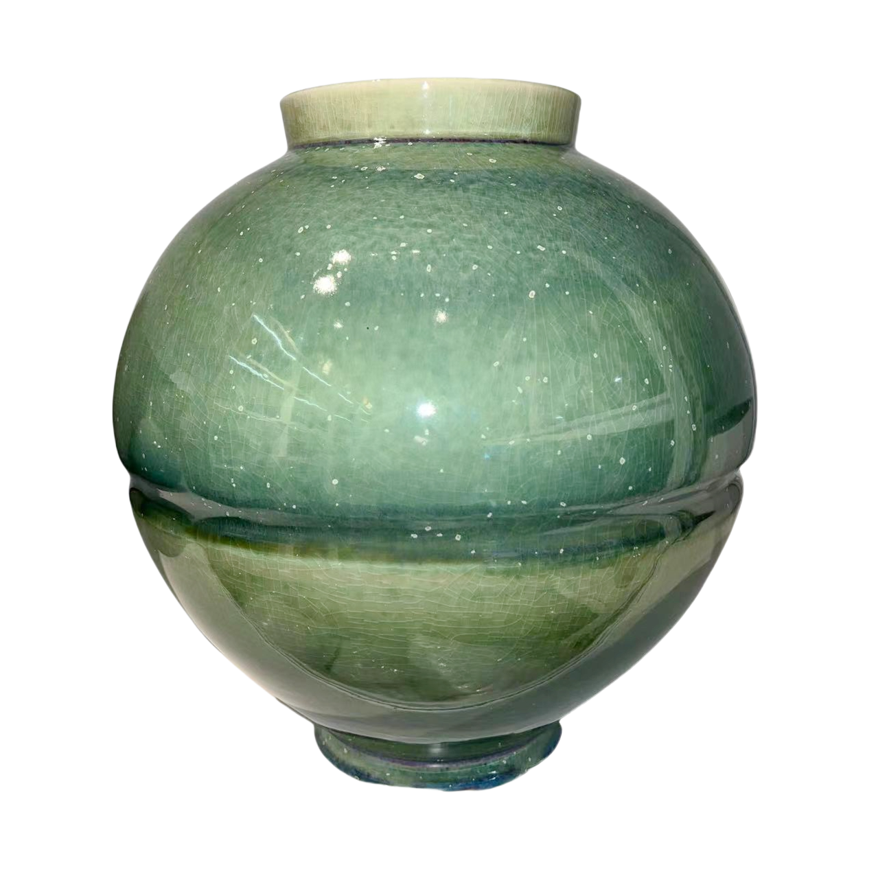 Green Artist klin transformed handmade porcelain ceramic vase 30x25cm
