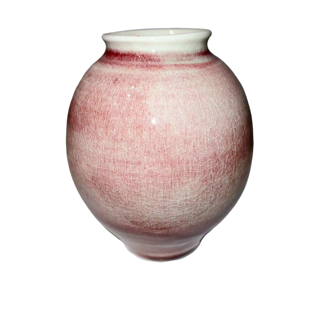 Pink white klin transformed abstract artist handmade ceramic porcelain vase (Aromatherapy Bottles & Jars) 11.5x9cm