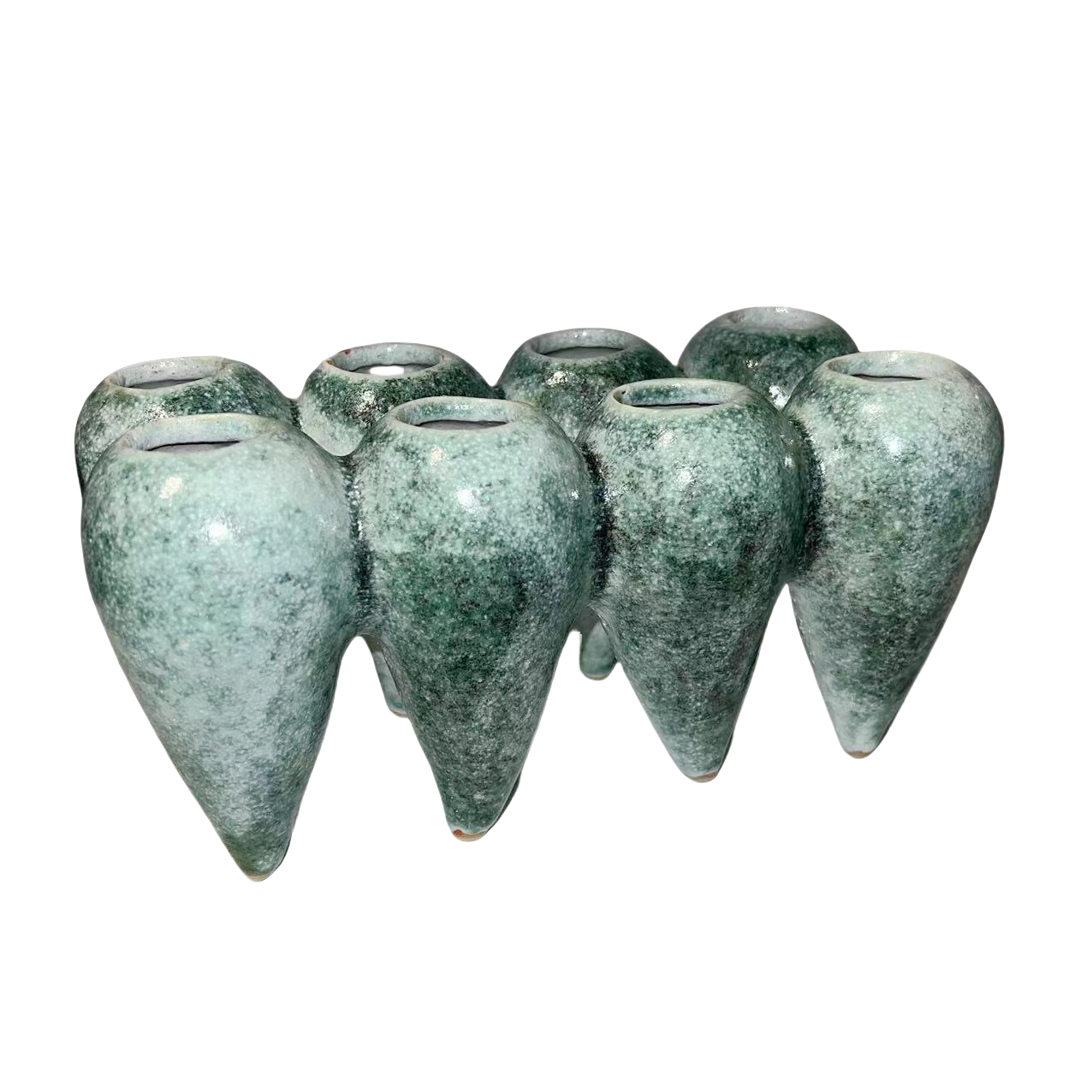 Green klin transformed abstract artist handmade ceramic vase 23x12cm