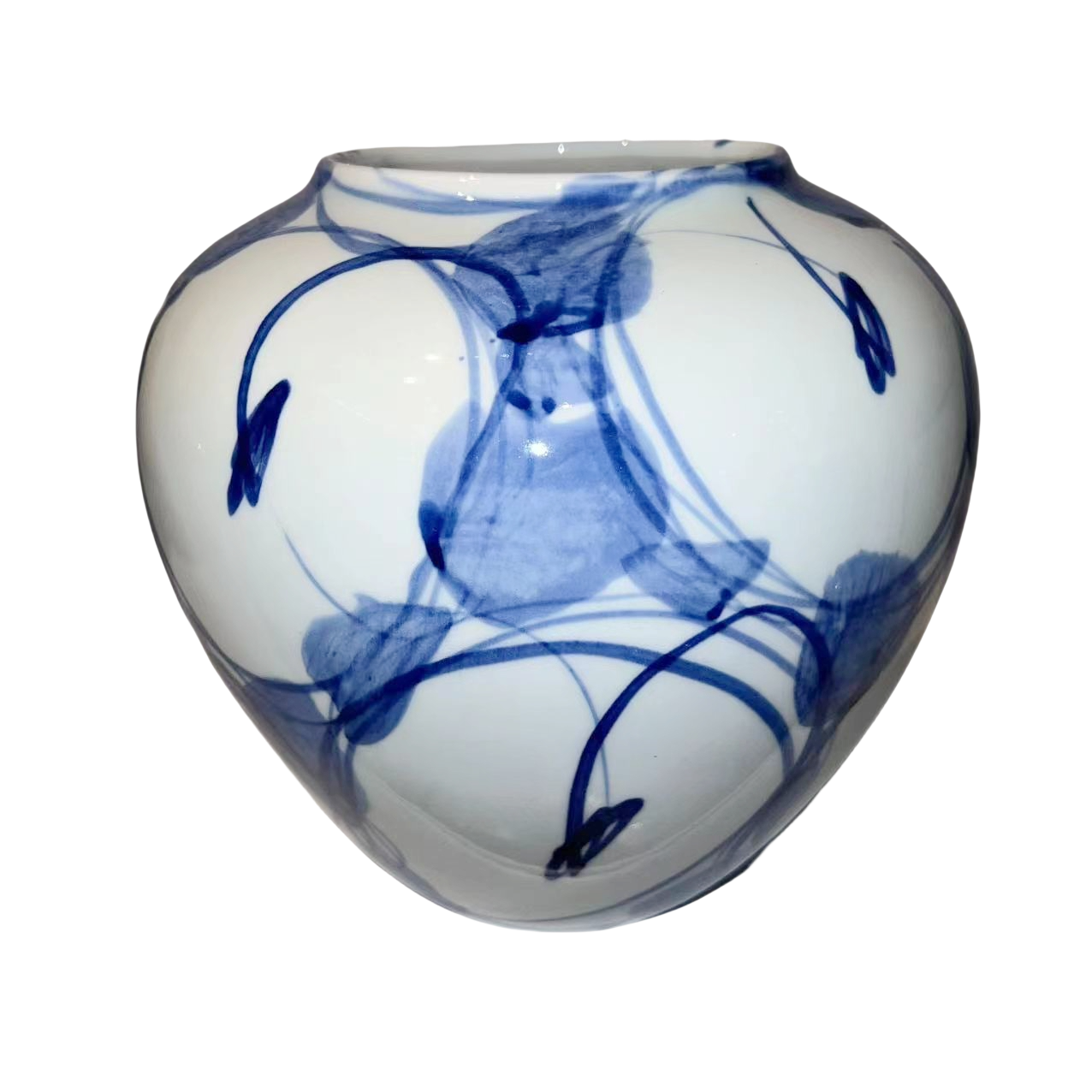 Blue and white handmade porcelain vase 18x18.5cm