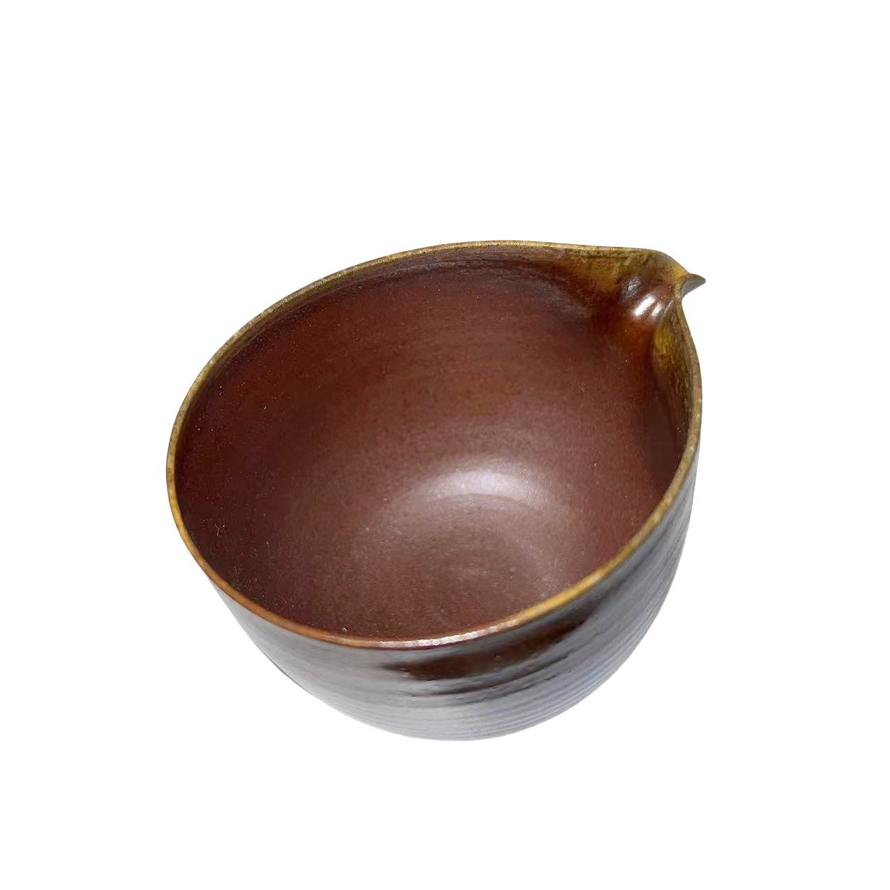 Brown wood fired klin transformed abstract artist handmade ceramic tea cup 7.5x12cm