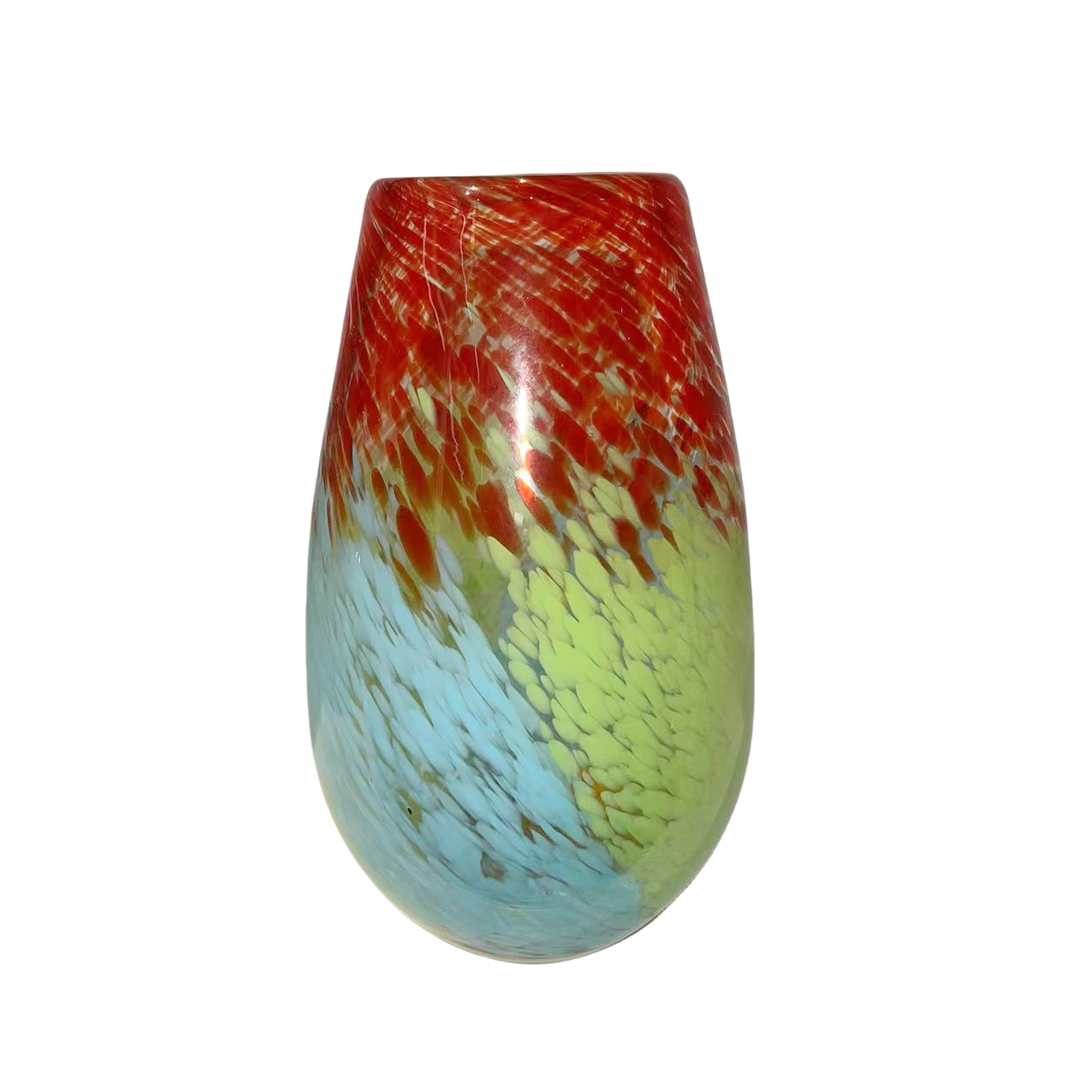 Red green blue handmade hand blown Artist colored glass vase 24x12cm