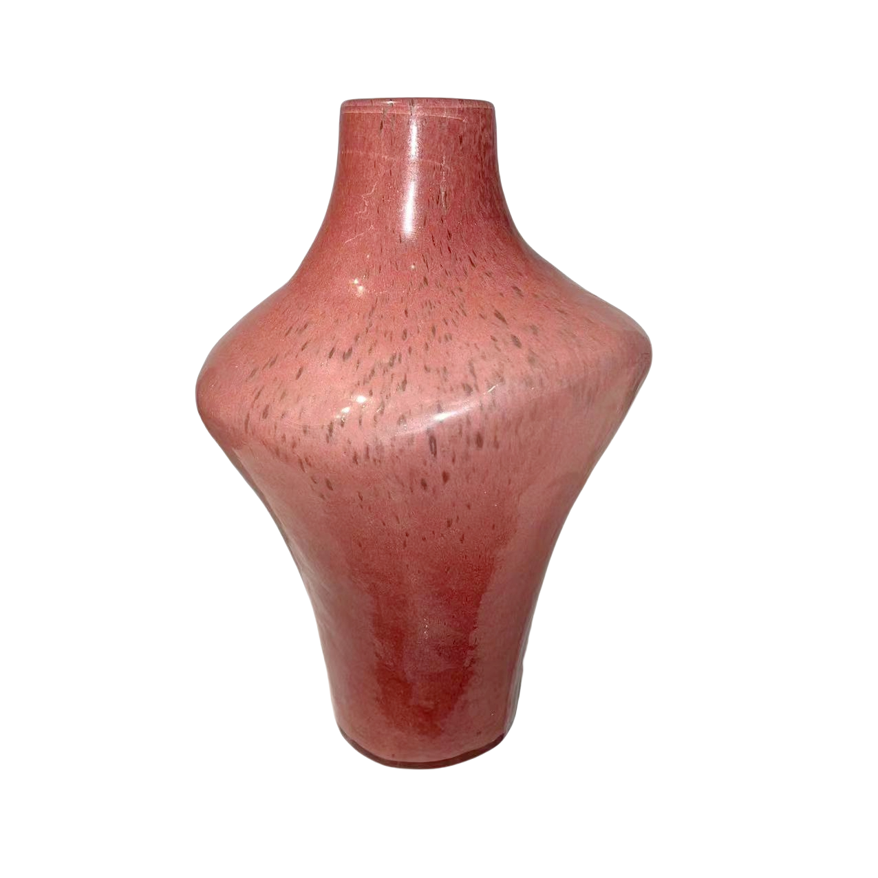 Pink handmade hand blown Artist colored glass vase 32x18cm