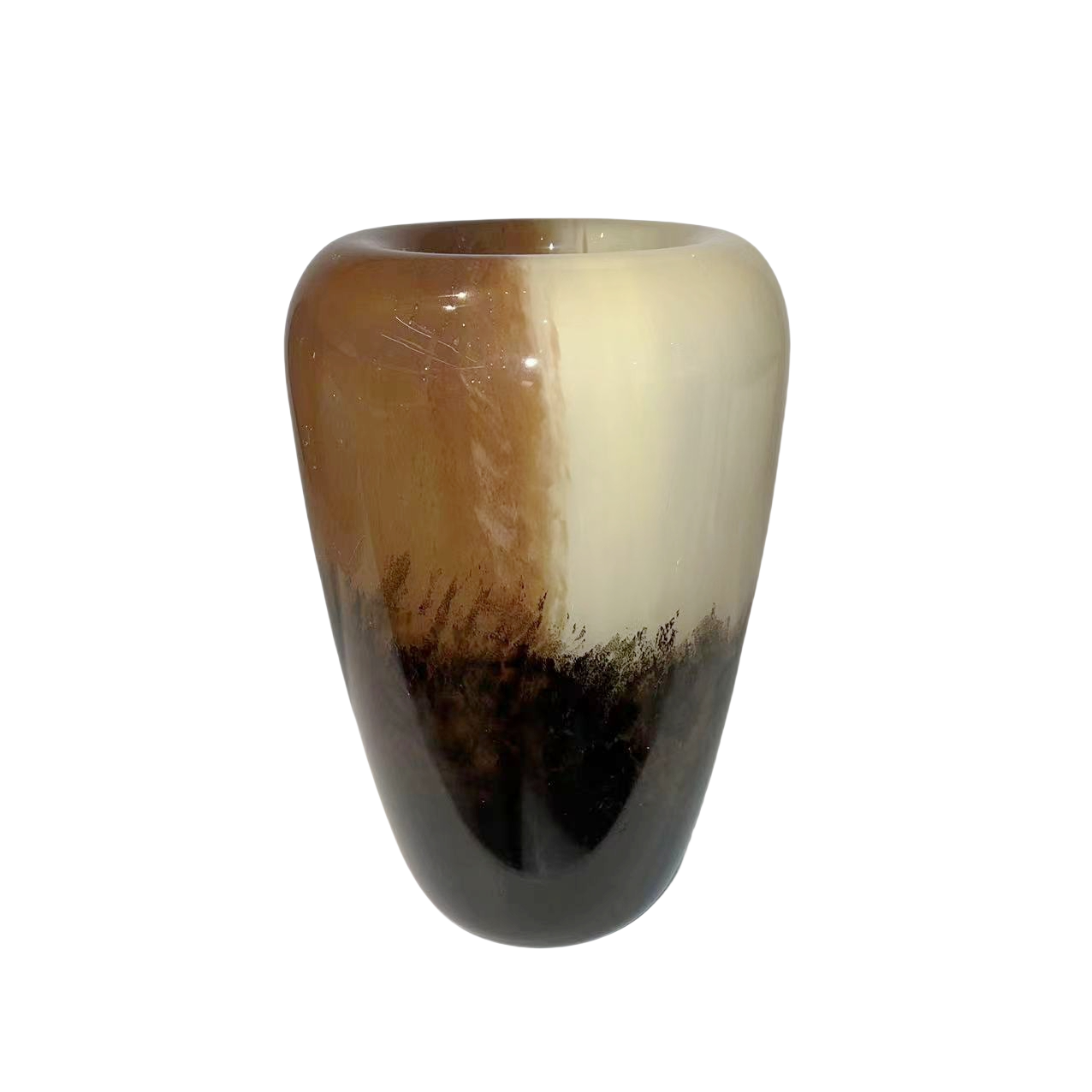 Brown black gradient art handmade hand blown glass vase 21.5x12cm