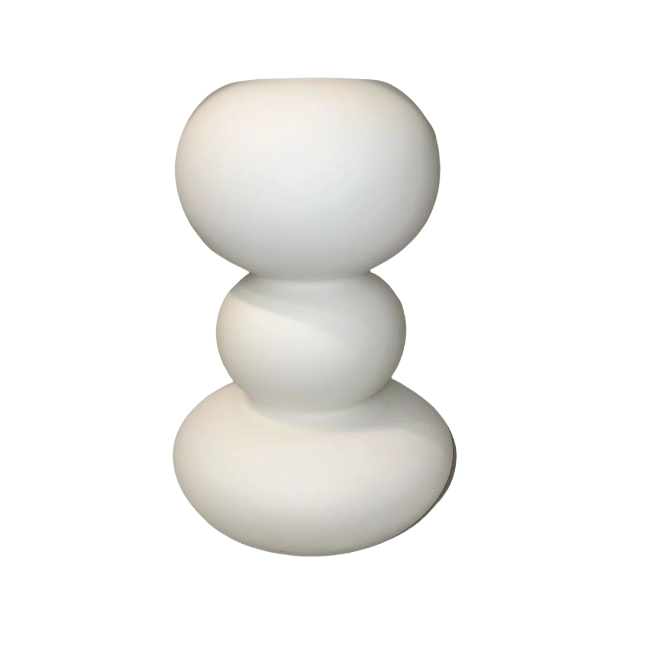 White round handmade hand blown curved glass vase 29x26cm