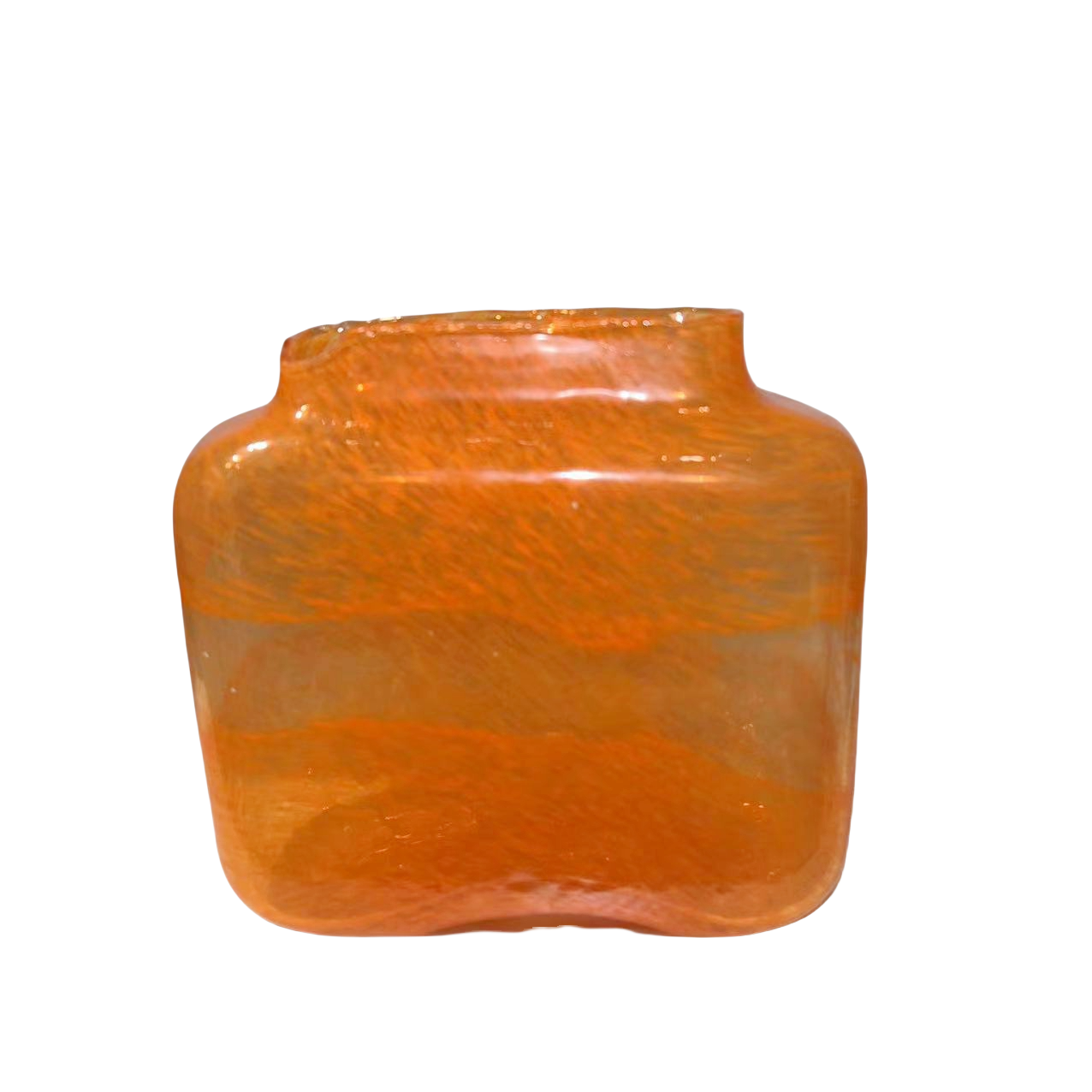 Orange juicy candy style handmade hand blown glass vase 21x20.5cm