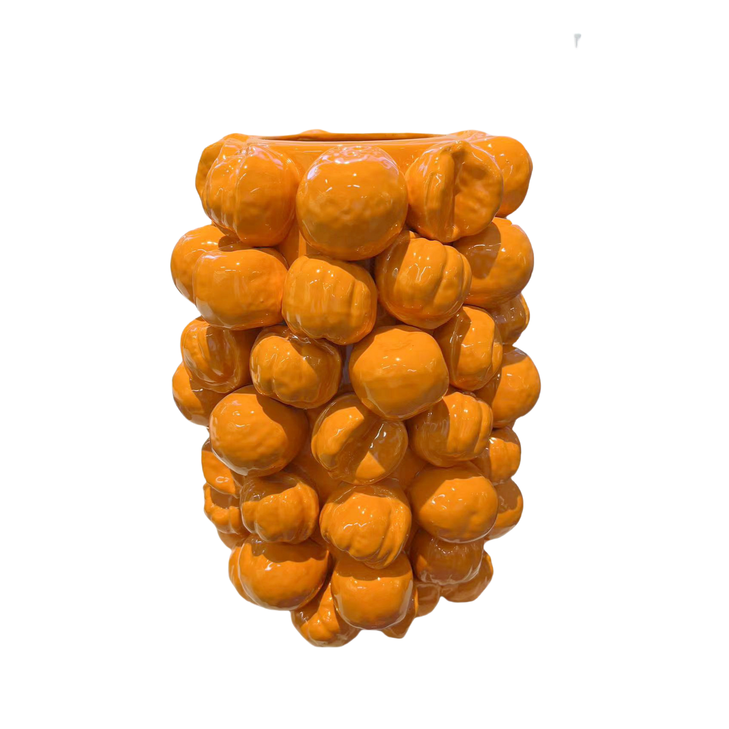 Orange handmade pomegranate 3D handmade high temperature ceramic vase 41x28cm