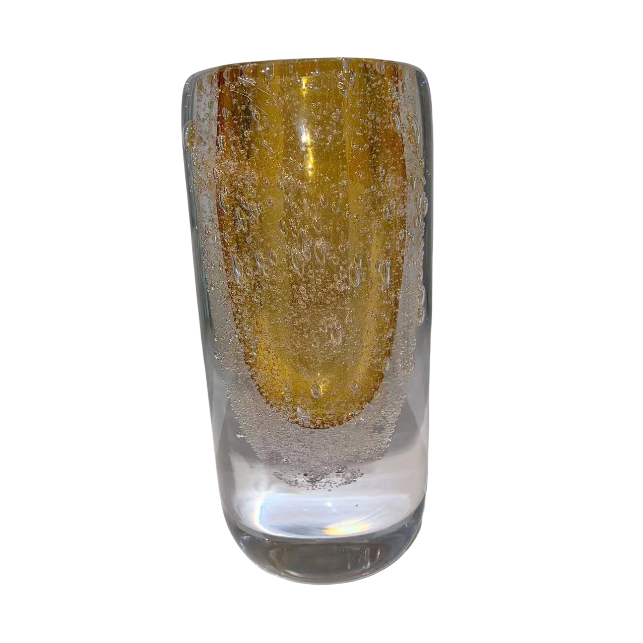 Gold bubble handmade hand blown Artist colored glaze heavy glass vase 24.5x11cm