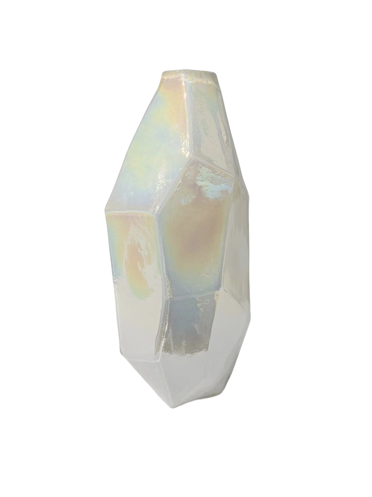 Cream white electroplating handmade hand blown floor glass vase 32x14cm