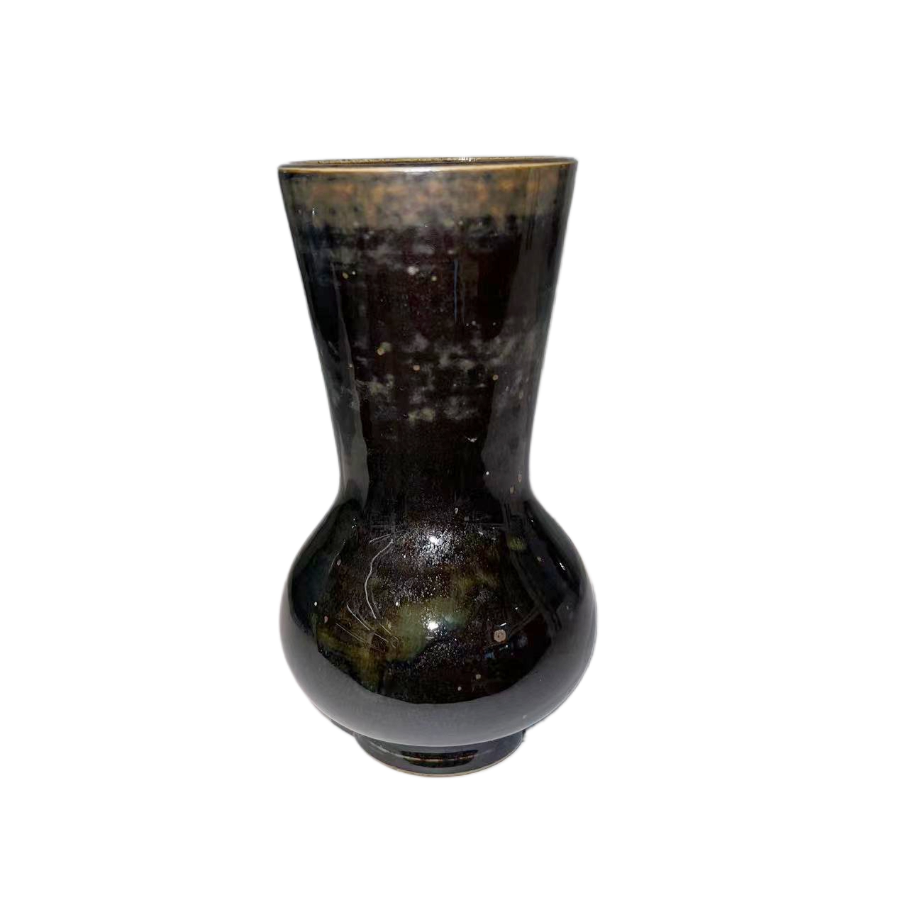Black klin transformed abstract artist handmade ceramic vase 14x8.5cm