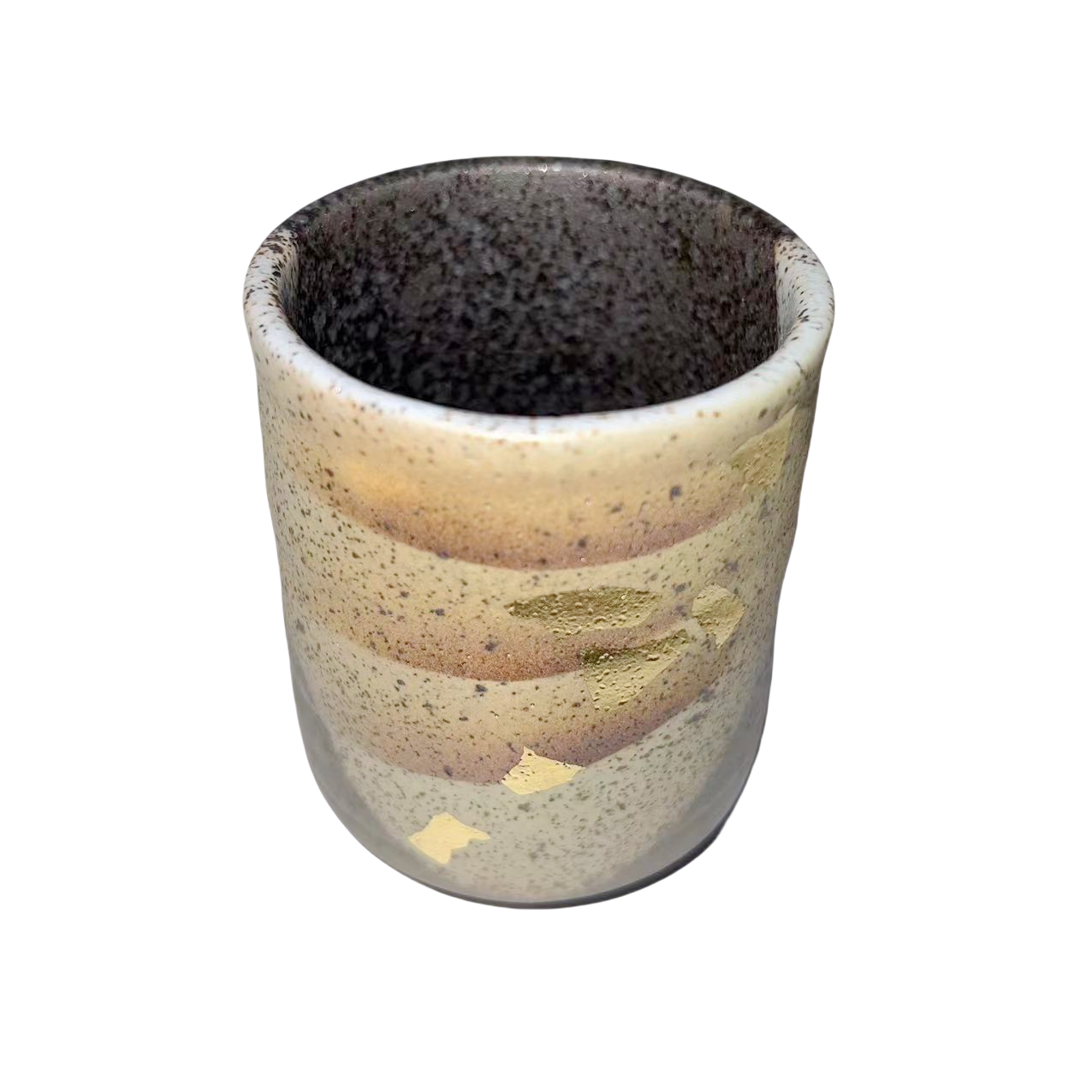 Beige golden color Japanese handmade porcelain tea cup 8x6.5cm