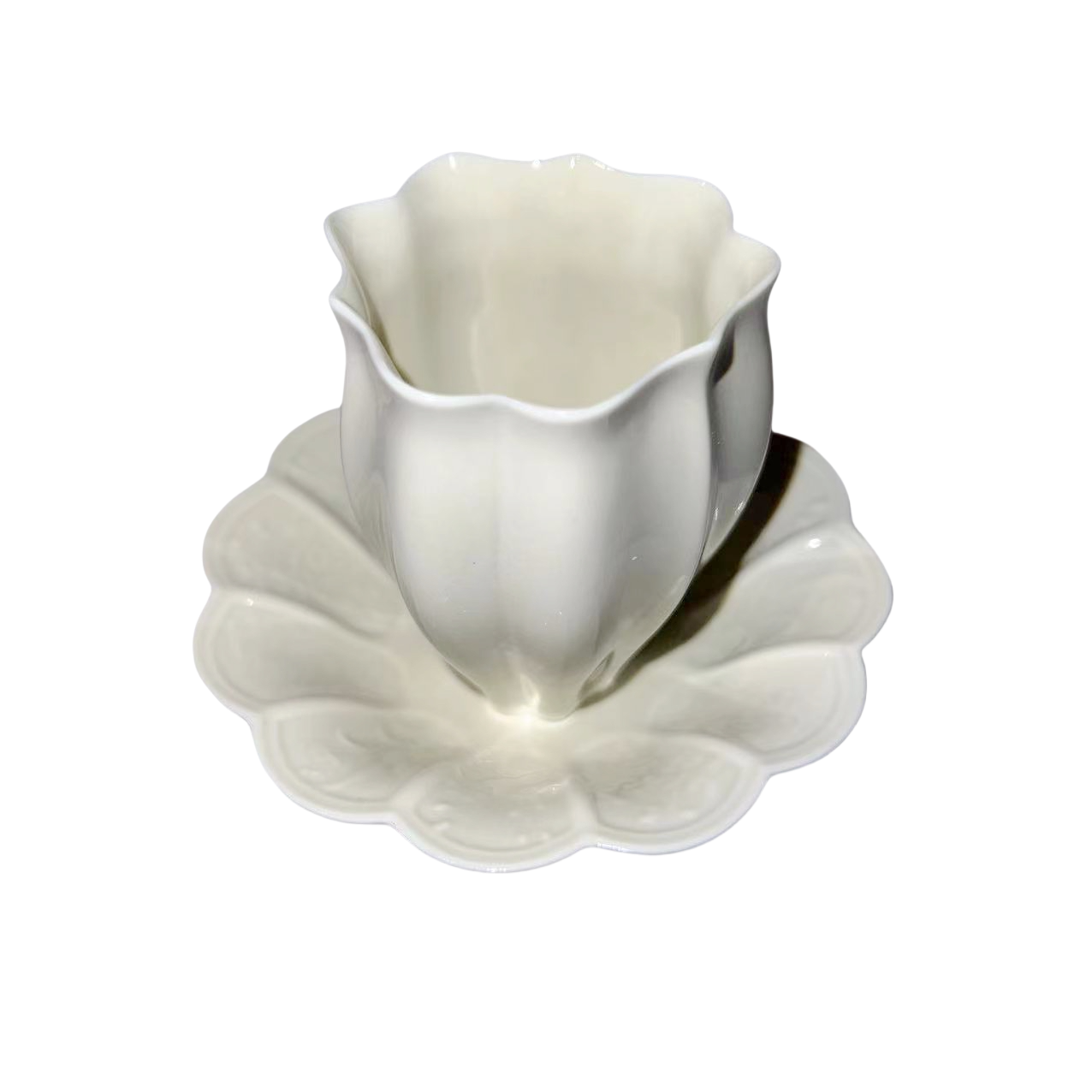 Cream white color Japanese handmade porcelain tea cup 8x4.5cm