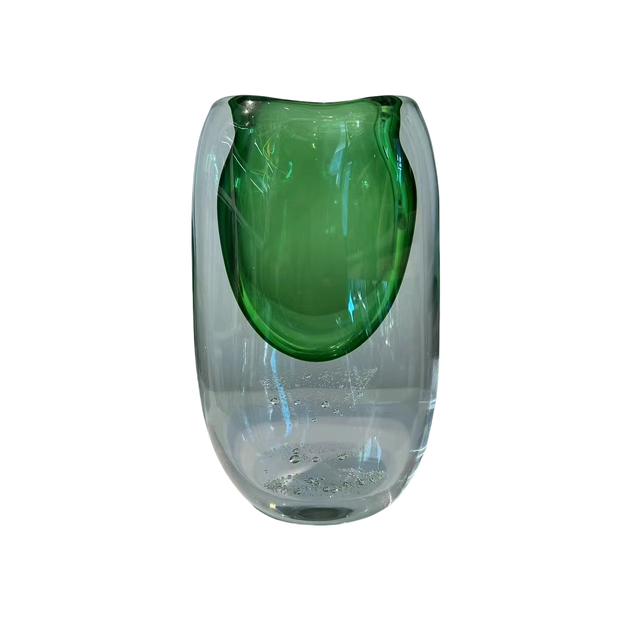 Green bubble art heavy handmade hand blown glaze glass vase 31x18cm