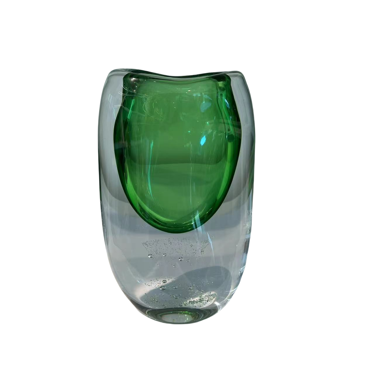 Green bubble art heavy handmade hand blown glaze glass vase 31x18cm