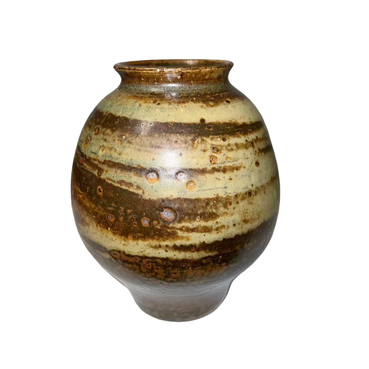 Yellow brown klin transformed abstract artist handmade ceramic porcelain vase (Aromatherapy Bottles & Jars) 14x9.5cm