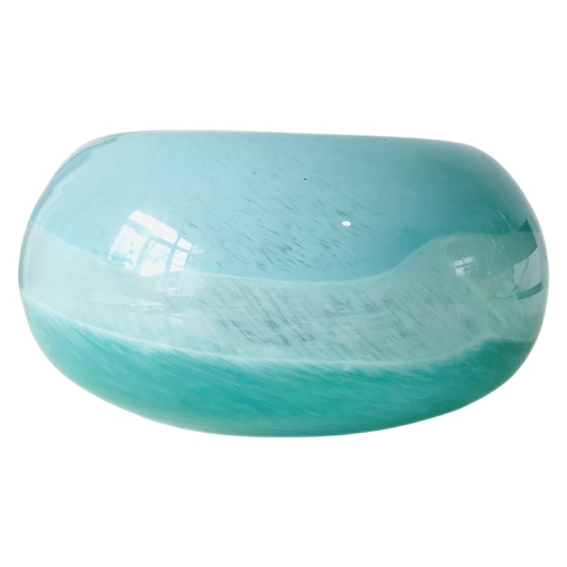 Vase nain rond bleu glace dégradé abstrait turquoise 11x20cm