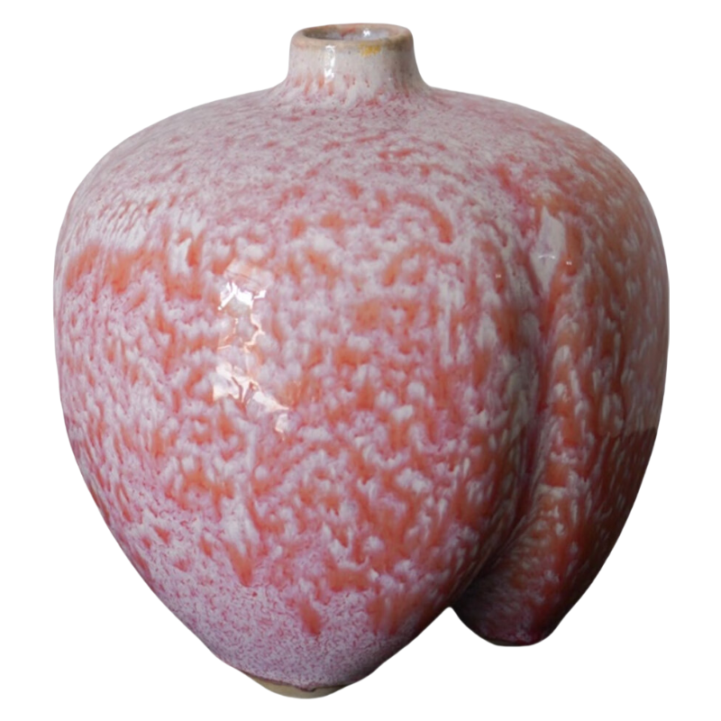 Pink handmade Peach-shaped klin transformed ceramic vase 19x15cm