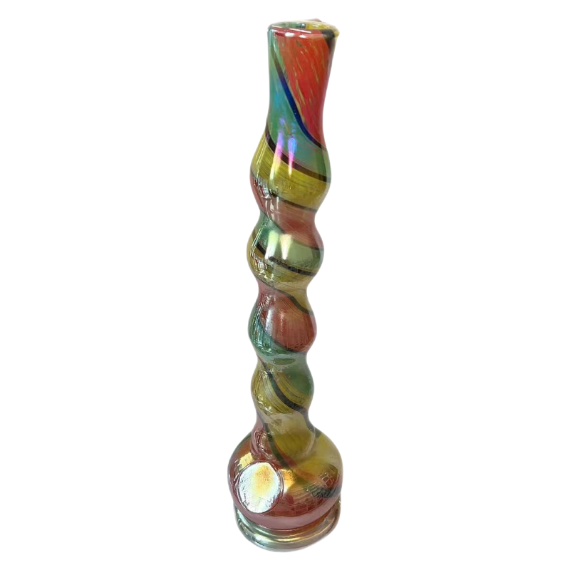 Electroplating metal color handmade hand blown Slim Irregular Geometric circle pop art Colored Art Glass Vase 46cm