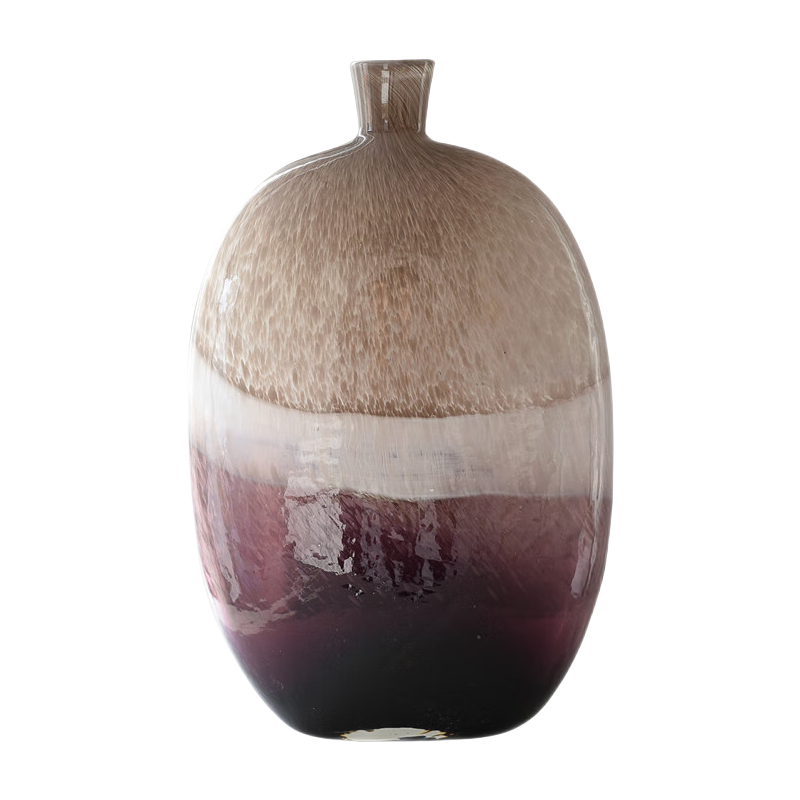 Purple handmade hand blown Gradient Abstract Art Balloon design Round Glass Vase 32x20cm