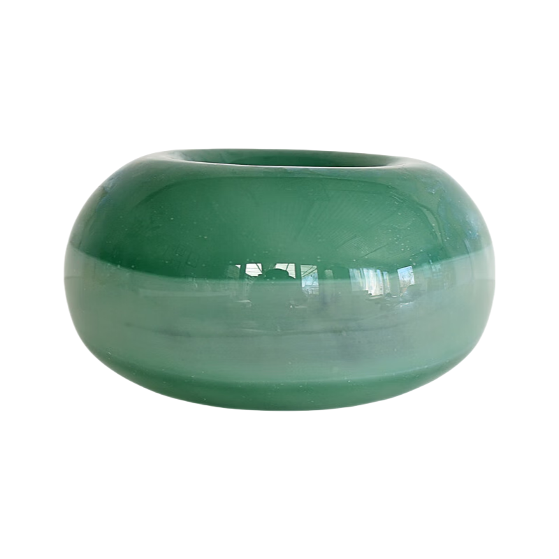 Green Abstract Gradient handmade hand blown Round Vase 9x25cm