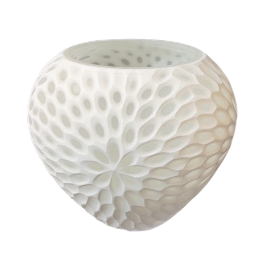 White handmade hand blown carved flower pattern glass vase 15x15cm