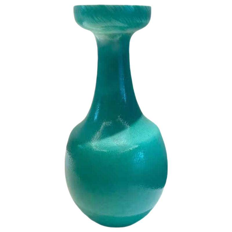 Green handmade hand blown sculpture glass vase 27cm