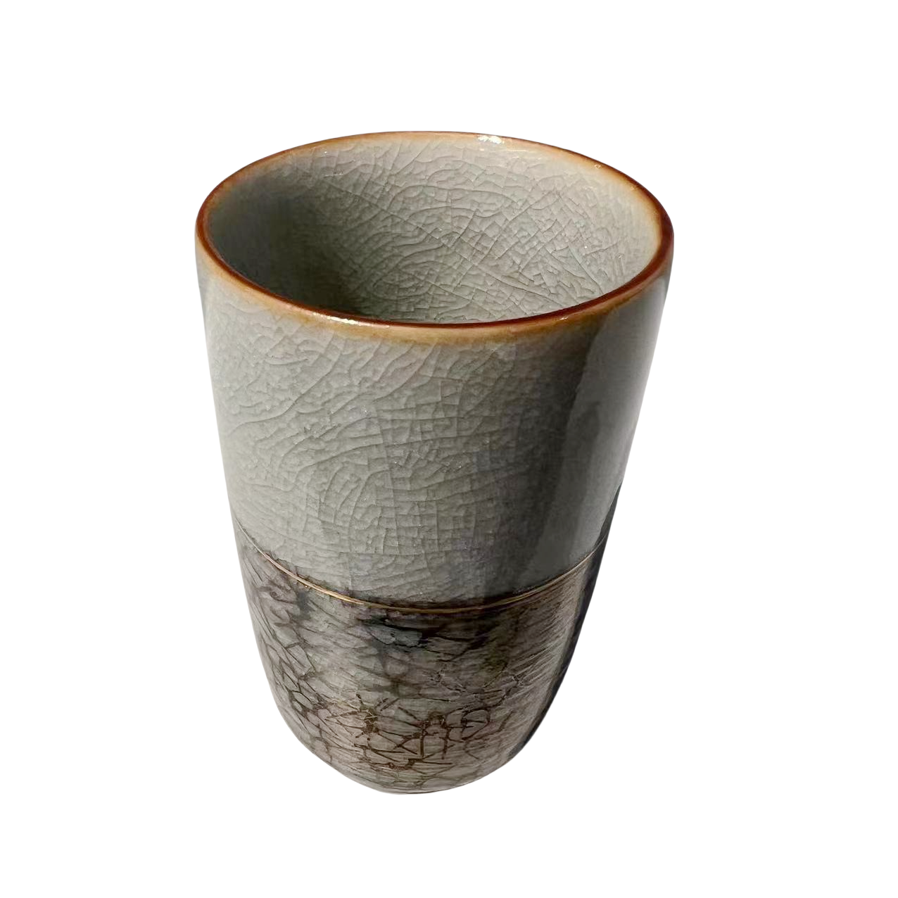 Grey color Japanese made hand drawn artist abstract artist handmade porcelain tea cup