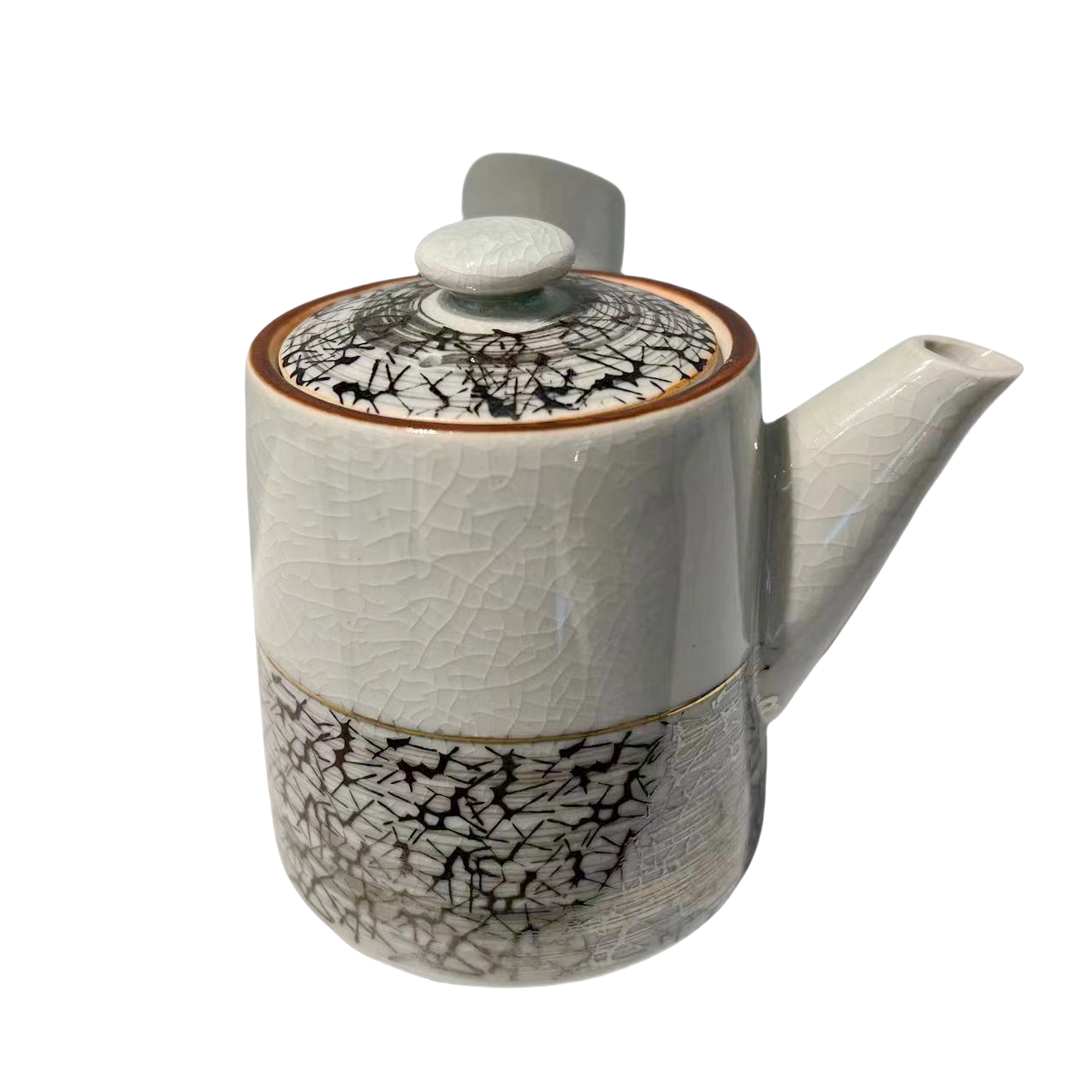 Grey color Japanese made hand drawn artist abstract artist handmade porcelain tea pot