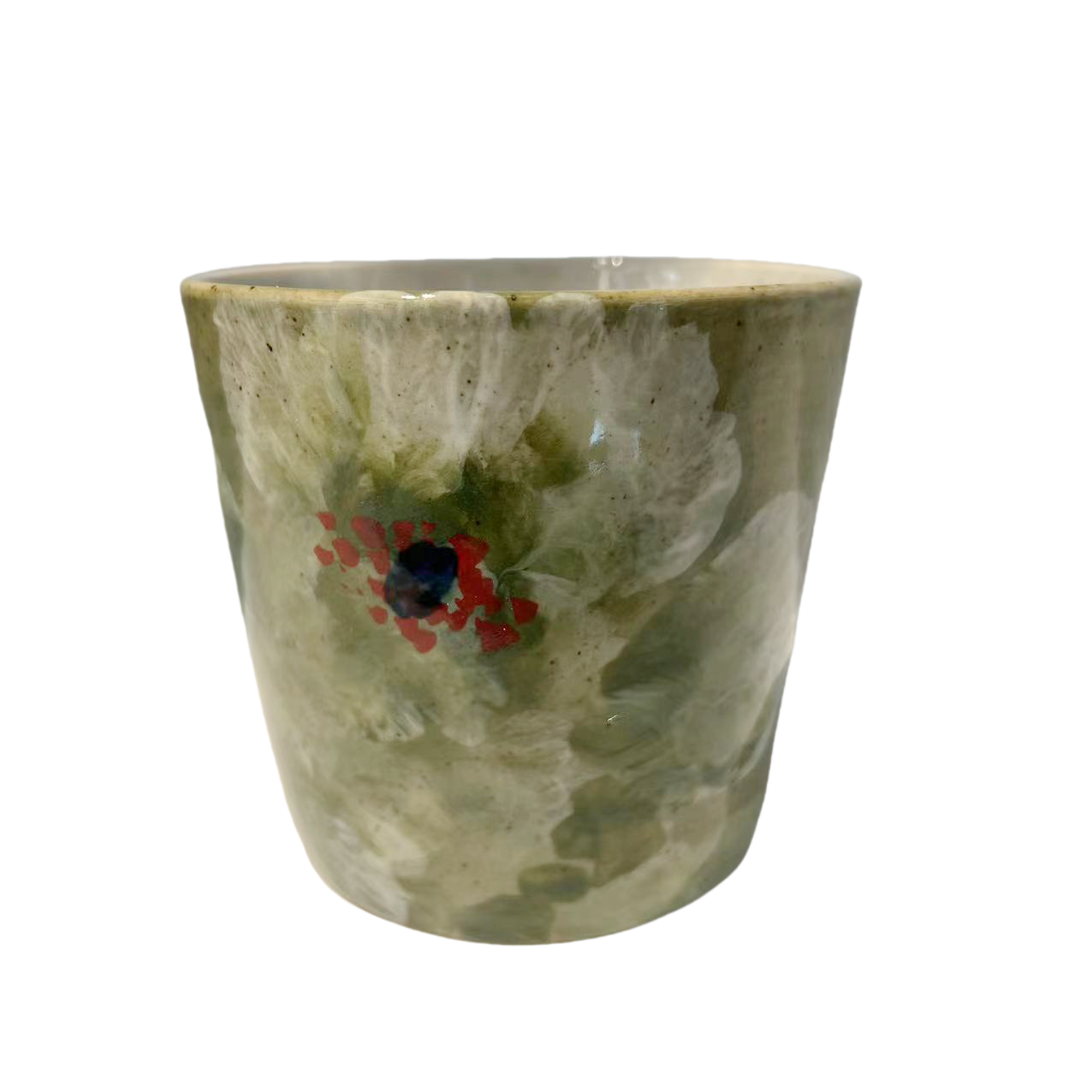 Green landscape nature handmade artist hand draw ceramic porcelain coffee cup tea cup 8x8.8cm