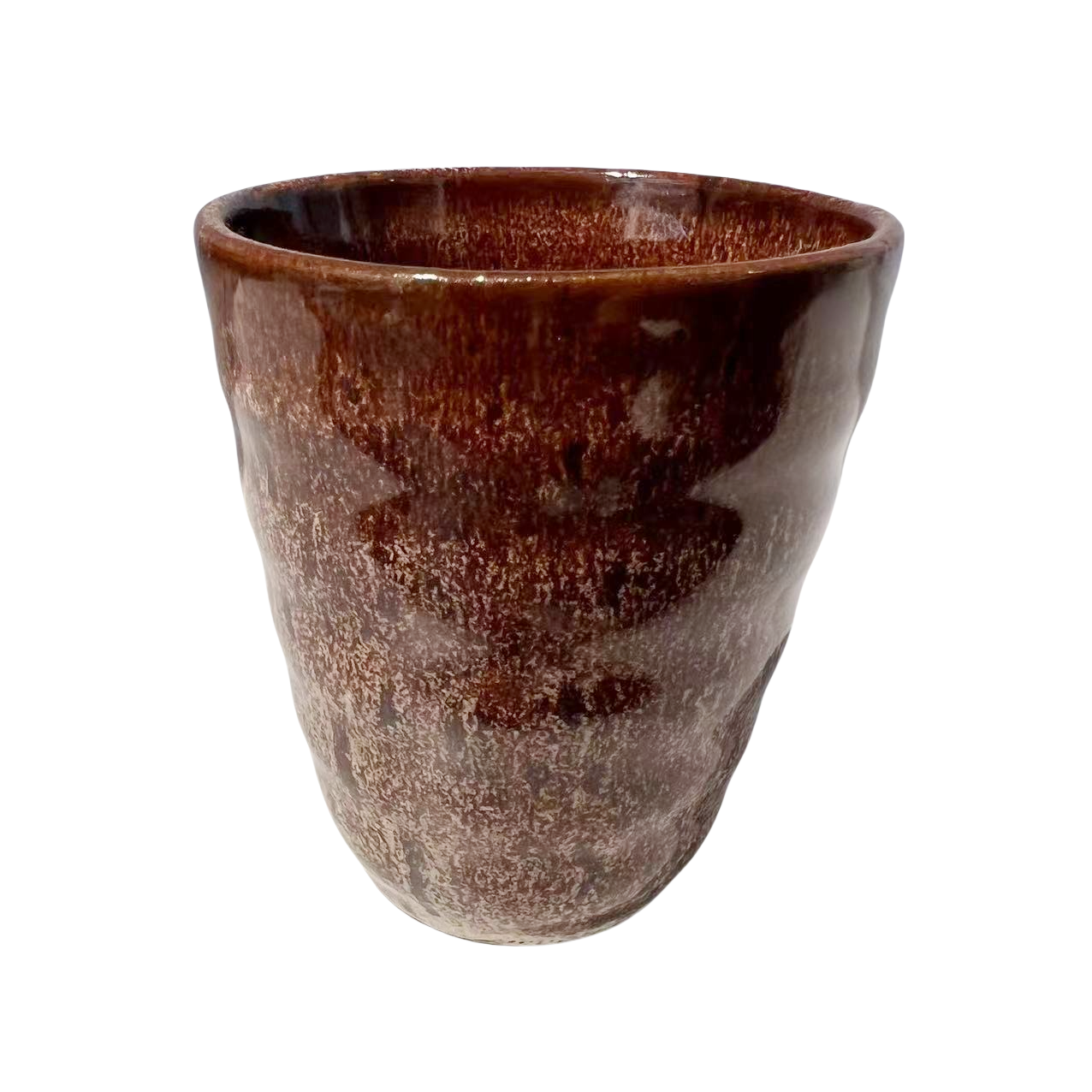 Brown Japanese made klin transformed artist abstract artist handmade porcelain tea cup