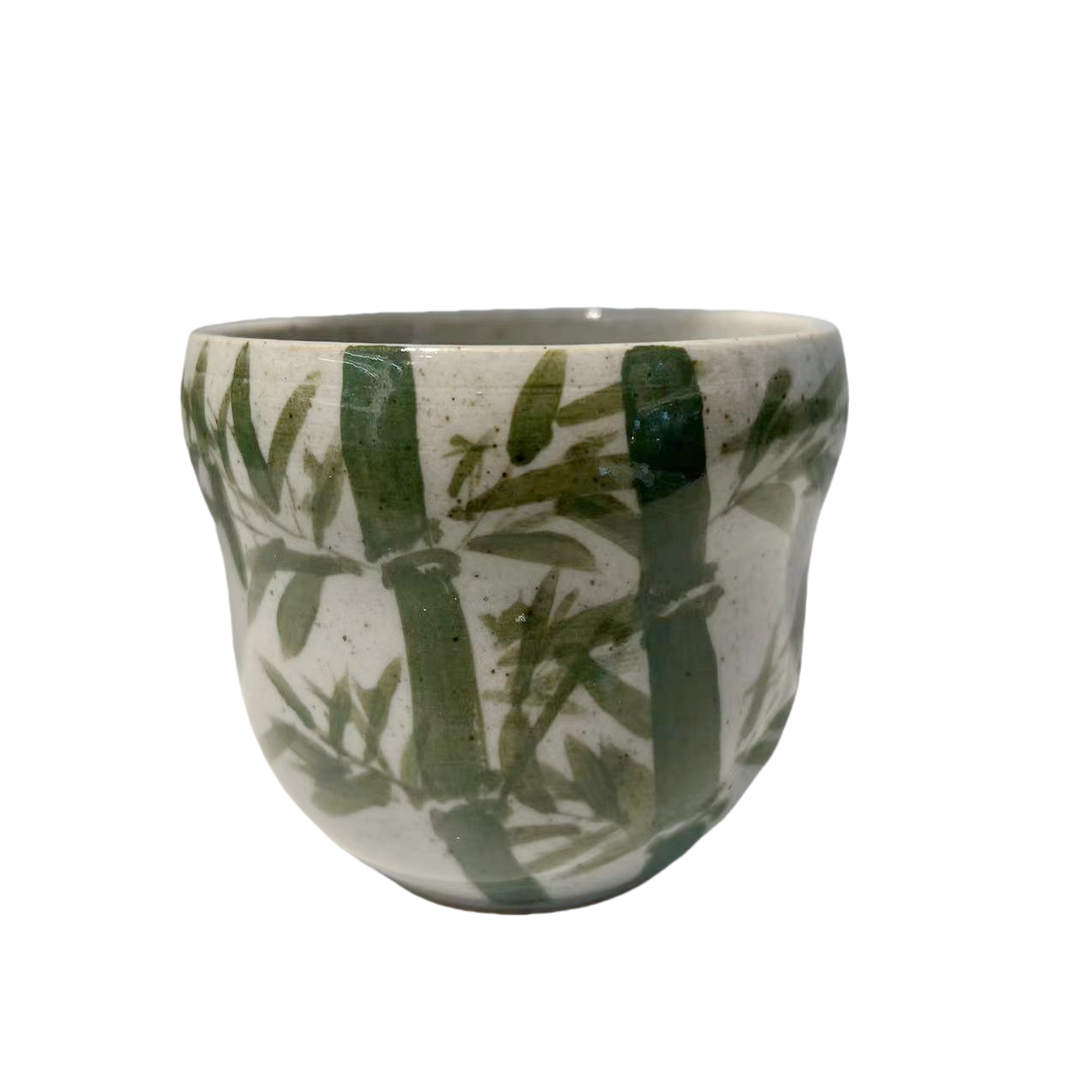 Green bamboo landscape nature handmade artist hand draw ceramic porcelain coffee cup tea cup 8x8.8cm